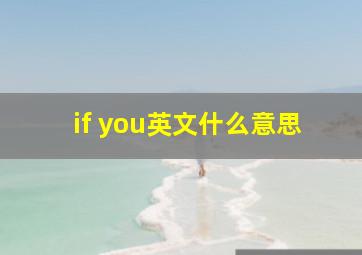 if you英文什么意思