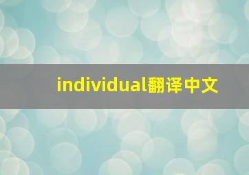 individual翻译中文