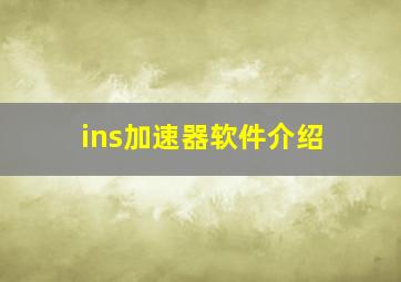 ins加速器软件介绍