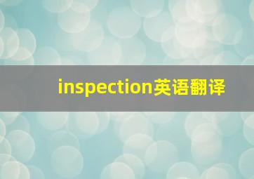 inspection英语翻译