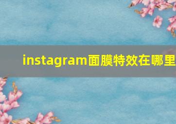 instagram面膜特效在哪里