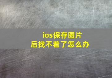 ios保存图片后找不着了怎么办