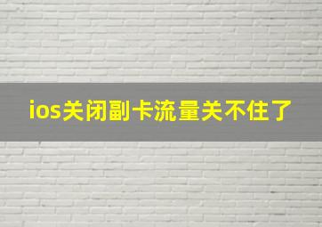 ios关闭副卡流量关不住了