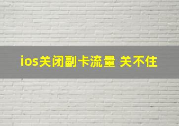 ios关闭副卡流量 关不住