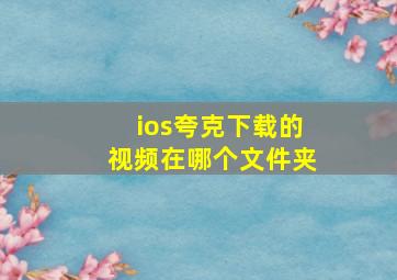 ios夸克下载的视频在哪个文件夹