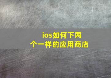 ios如何下两个一样的应用商店