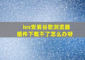 ios安装谷歌浏览器插件下载不了怎么办呀