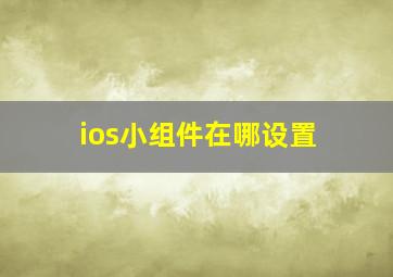 ios小组件在哪设置