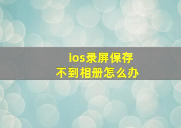 ios录屏保存不到相册怎么办