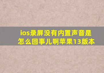 ios录屏没有内置声音是怎么回事儿啊苹果13版本