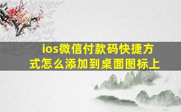 ios微信付款码快捷方式怎么添加到桌面图标上