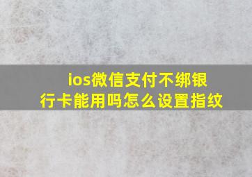 ios微信支付不绑银行卡能用吗怎么设置指纹