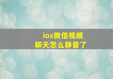 ios微信视频聊天怎么静音了