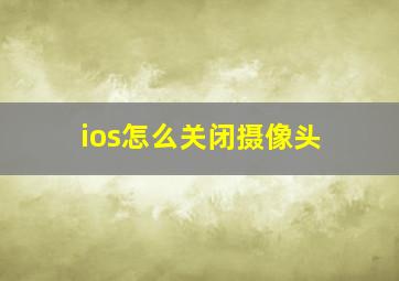 ios怎么关闭摄像头