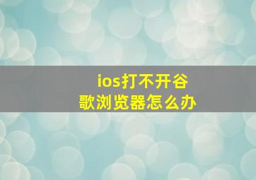 ios打不开谷歌浏览器怎么办