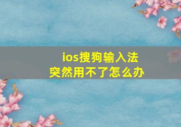 ios搜狗输入法突然用不了怎么办