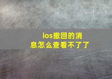 ios撤回的消息怎么查看不了了