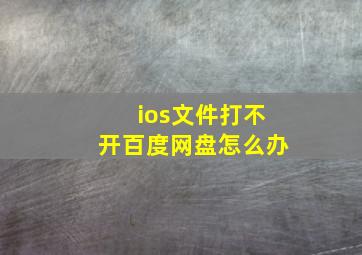 ios文件打不开百度网盘怎么办