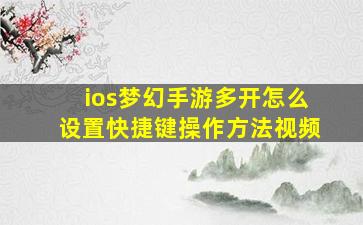 ios梦幻手游多开怎么设置快捷键操作方法视频