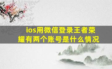 ios用微信登录王者荣耀有两个账号是什么情况