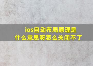 ios自动布局原理是什么意思呀怎么关闭不了