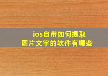 ios自带如何提取图片文字的软件有哪些