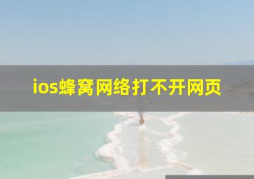 ios蜂窝网络打不开网页