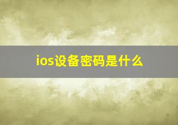 ios设备密码是什么