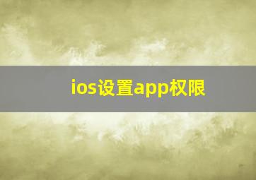 ios设置app权限