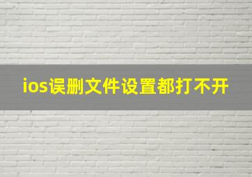 ios误删文件设置都打不开