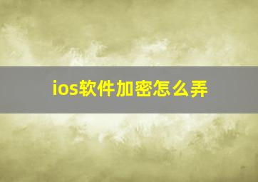 ios软件加密怎么弄