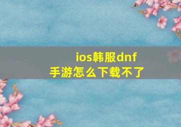 ios韩服dnf手游怎么下载不了