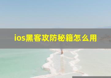 ios黑客攻防秘籍怎么用