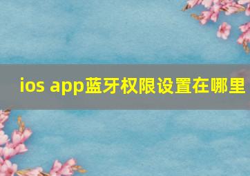 ios app蓝牙权限设置在哪里