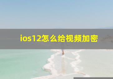 ios12怎么给视频加密