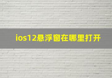 ios12悬浮窗在哪里打开