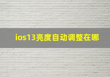 ios13亮度自动调整在哪