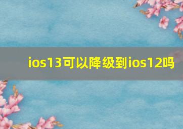 ios13可以降级到ios12吗