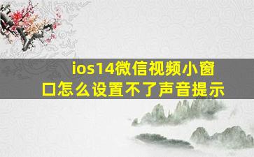 ios14微信视频小窗口怎么设置不了声音提示