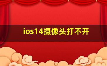 ios14摄像头打不开