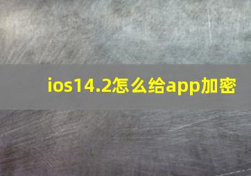 ios14.2怎么给app加密