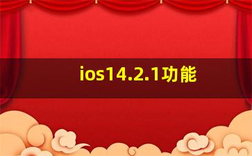 ios14.2.1功能