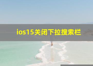 ios15关闭下拉搜索栏