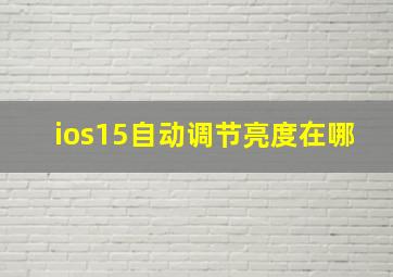 ios15自动调节亮度在哪