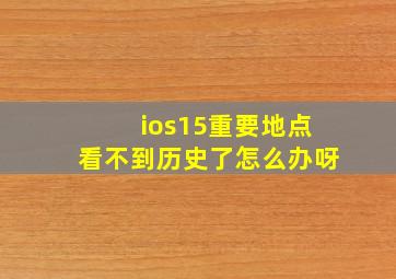 ios15重要地点看不到历史了怎么办呀