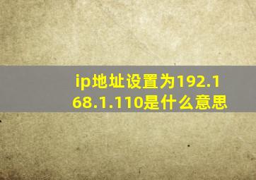 ip地址设置为192.168.1.110是什么意思