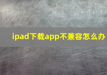 ipad下载app不兼容怎么办