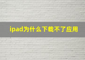 ipad为什么下载不了应用