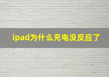 ipad为什么充电没反应了