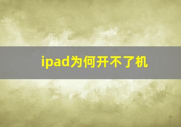 ipad为何开不了机